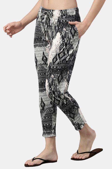Enamor Viscose Loungewear Bottom - Black Abstract Tribe Aop — image 4